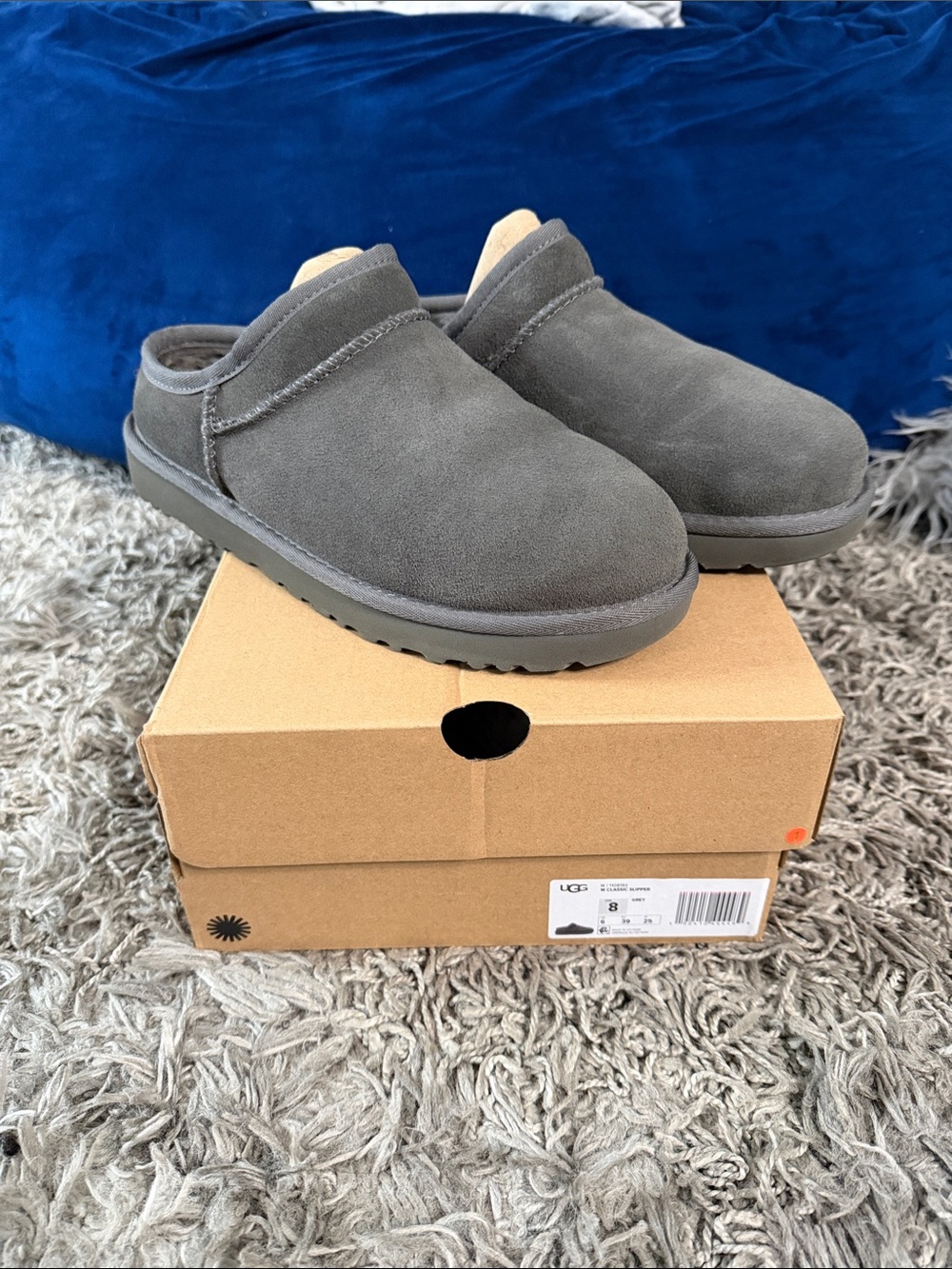 UGG Grey Suede Slip-On Clog